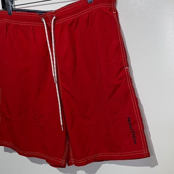 Nautica Men's Quick-Dry Solid Swim Trunk Red Size Large - Picture 3 of 12